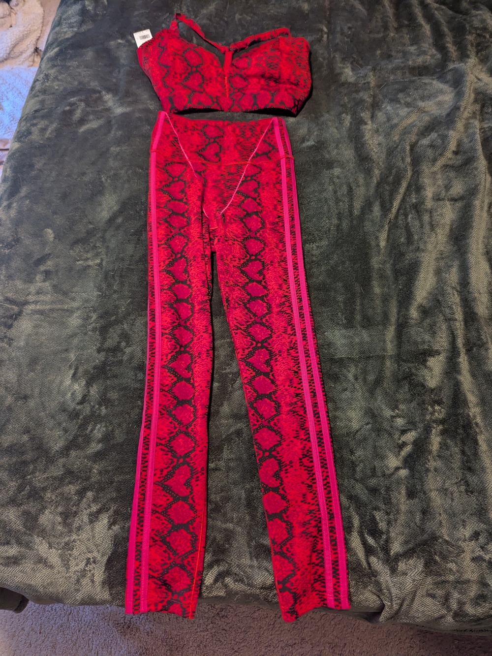adidas Red Snake-Print Boot Cut Leggings